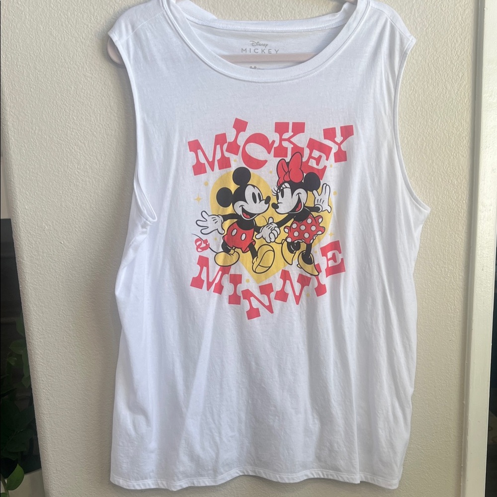 Disney White Tank Top with Mickey and Minnie Graphic